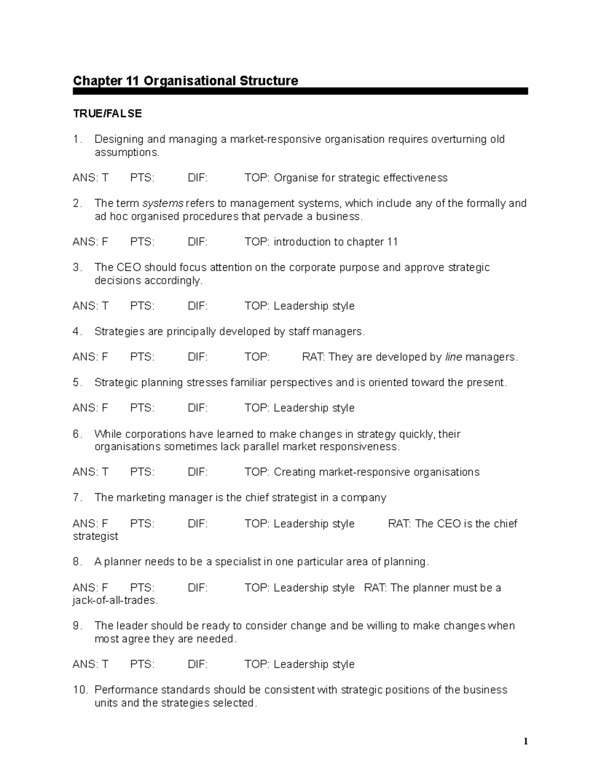 Jain EV Ch11 - edited - Chapter 11 Organisational Structure 1 ...