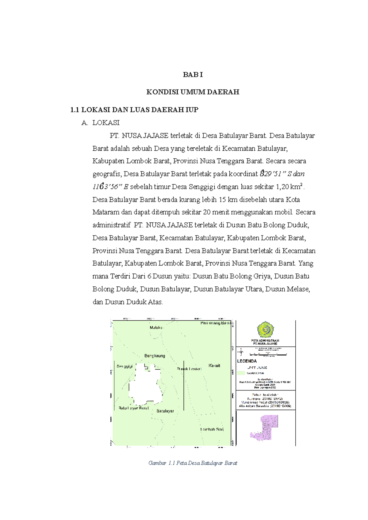 Kondisi Wilayah Secara UMUM PT. NUSA Jajase-1 - BAB I KONDISI UMUM ...