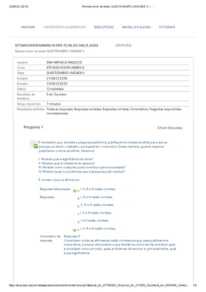 Revisar Envio Do Teste Atividade Teleaula II – - 12/09/23, 16:30 ...