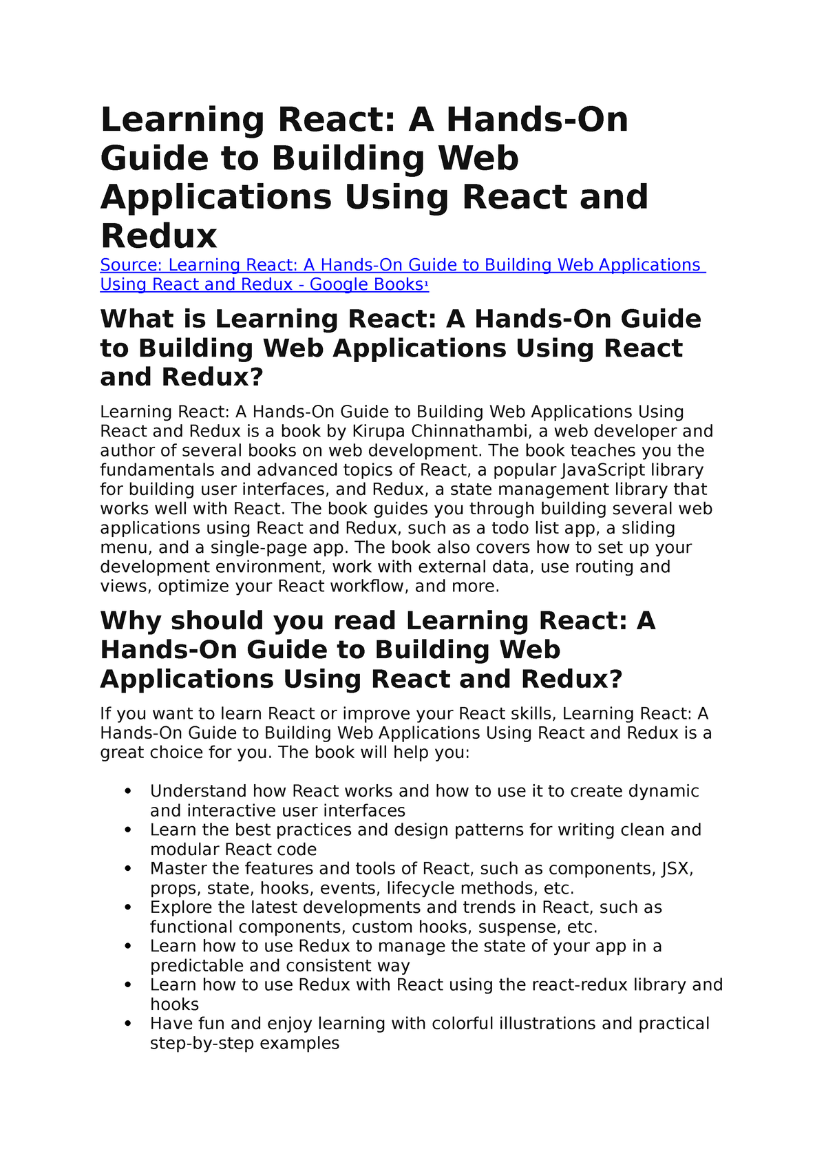 Learning React (A Hands-On Guide To Building Web Applications Using ...