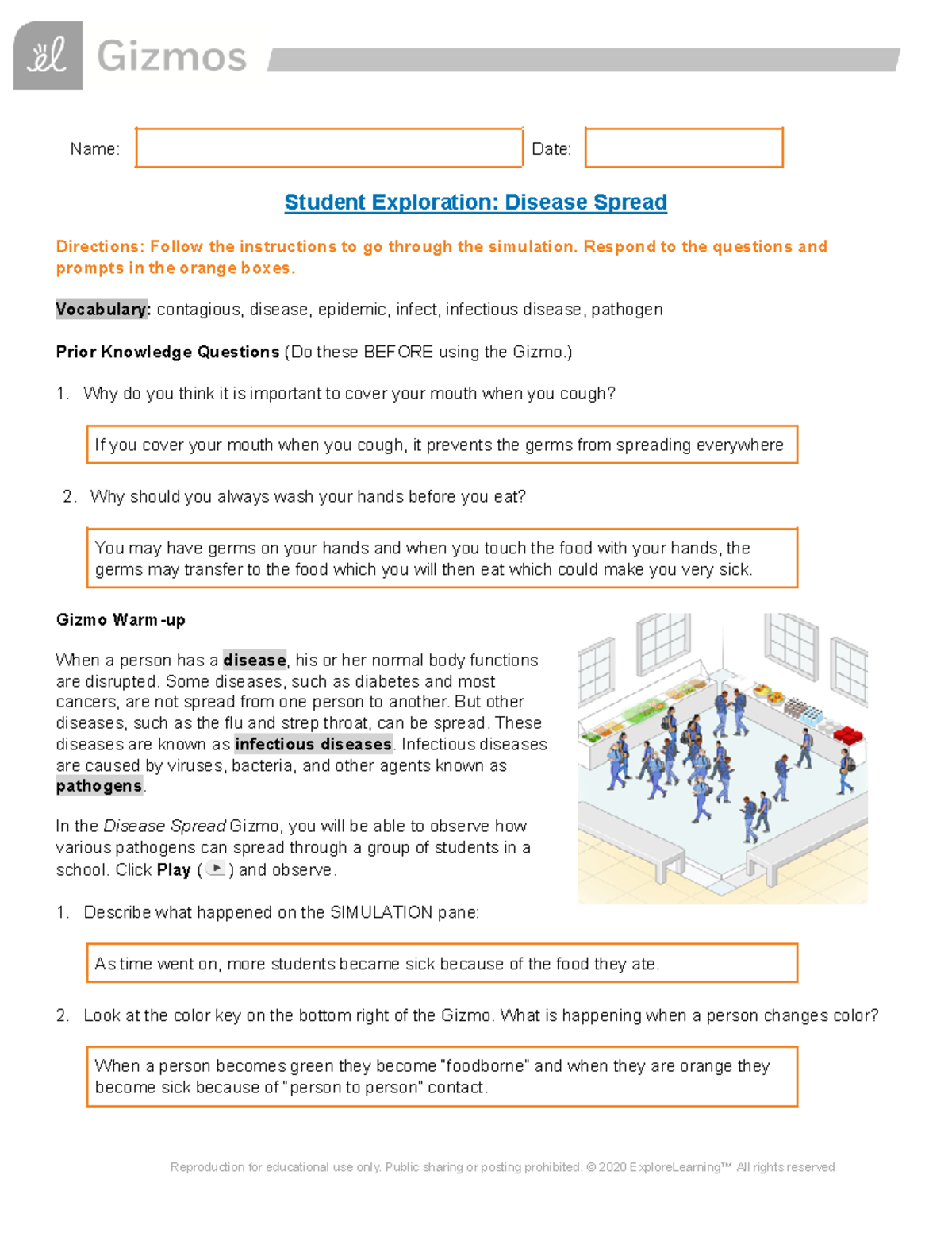 Copy of Disease Spread SE Name Date Student Exploration Disease