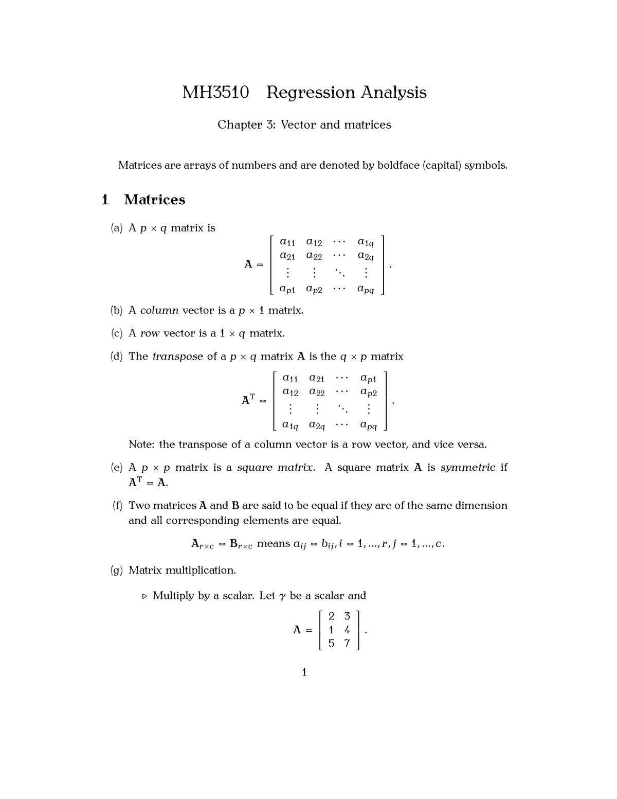 Chapter 3 Regression Analysis Mh3510 Ntu Studocu