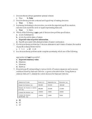 Decision Science - MBA 302 - SPPU - Studocu