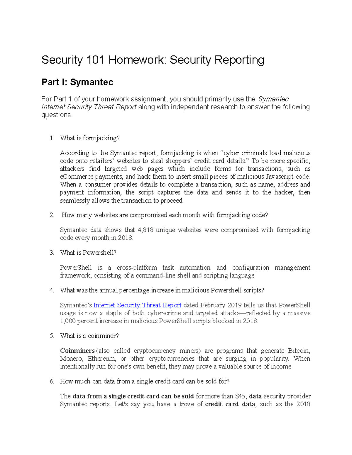 Security Reporting and Threats: Symantec Study - Studocu