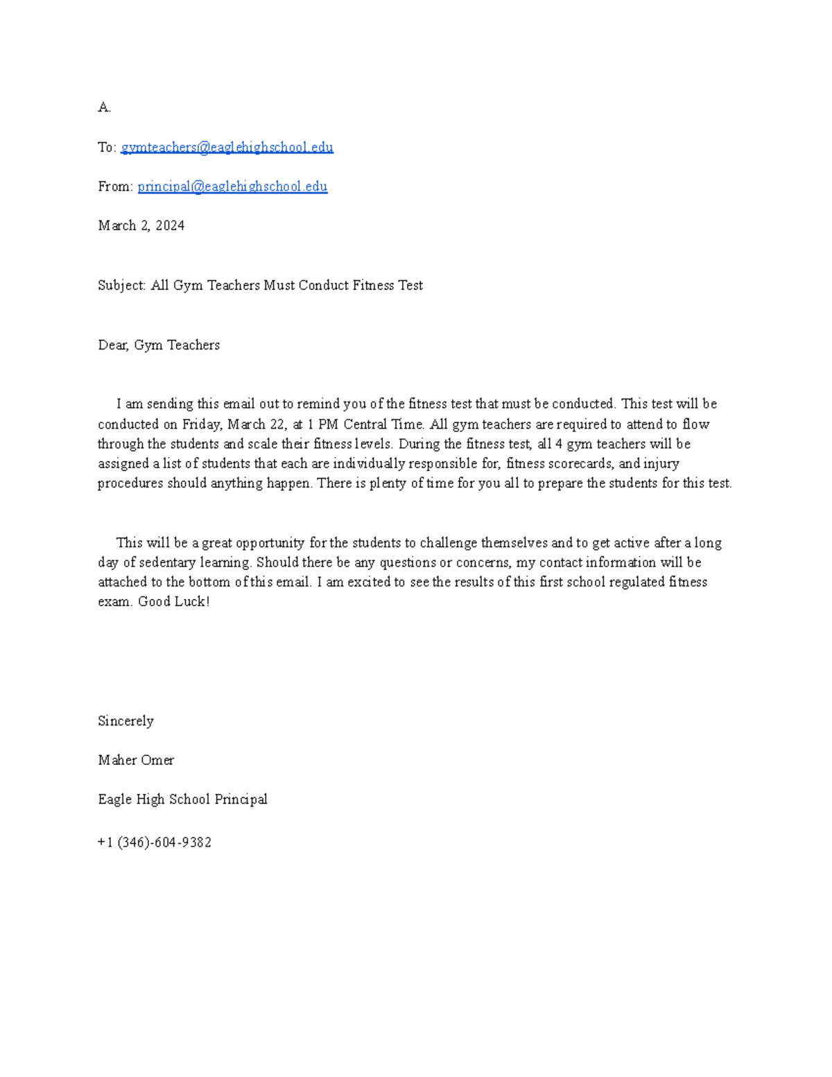 D270 task 1 revised a to gymteachers eaglehighschool from
