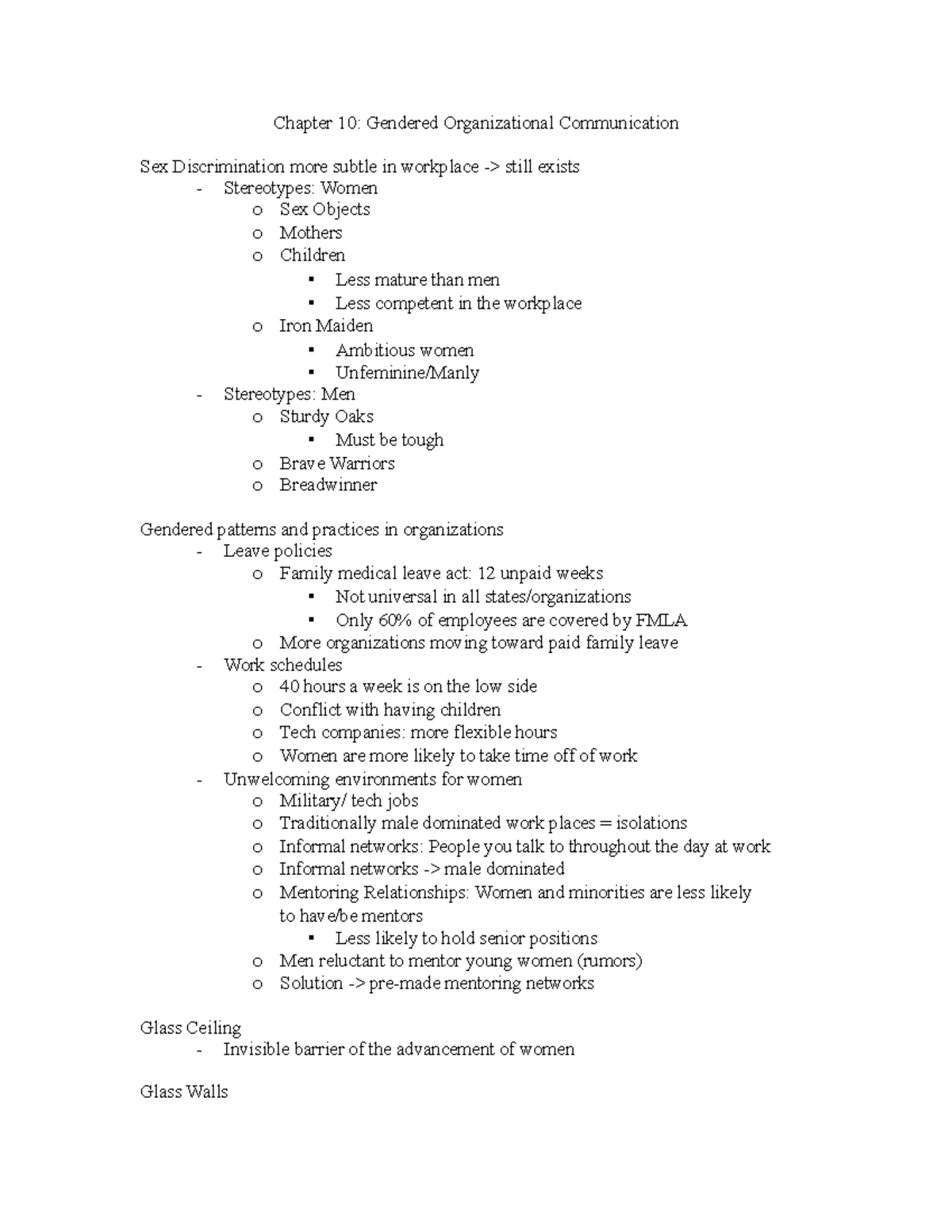 Gender And Communication Chapter 10 Gendered Organizational Communication Sex Discrimination 