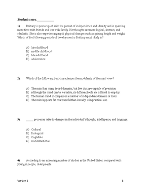 Exam 1 Study Guide - Maria Carlson - Chapter 1: Introduction I. The 