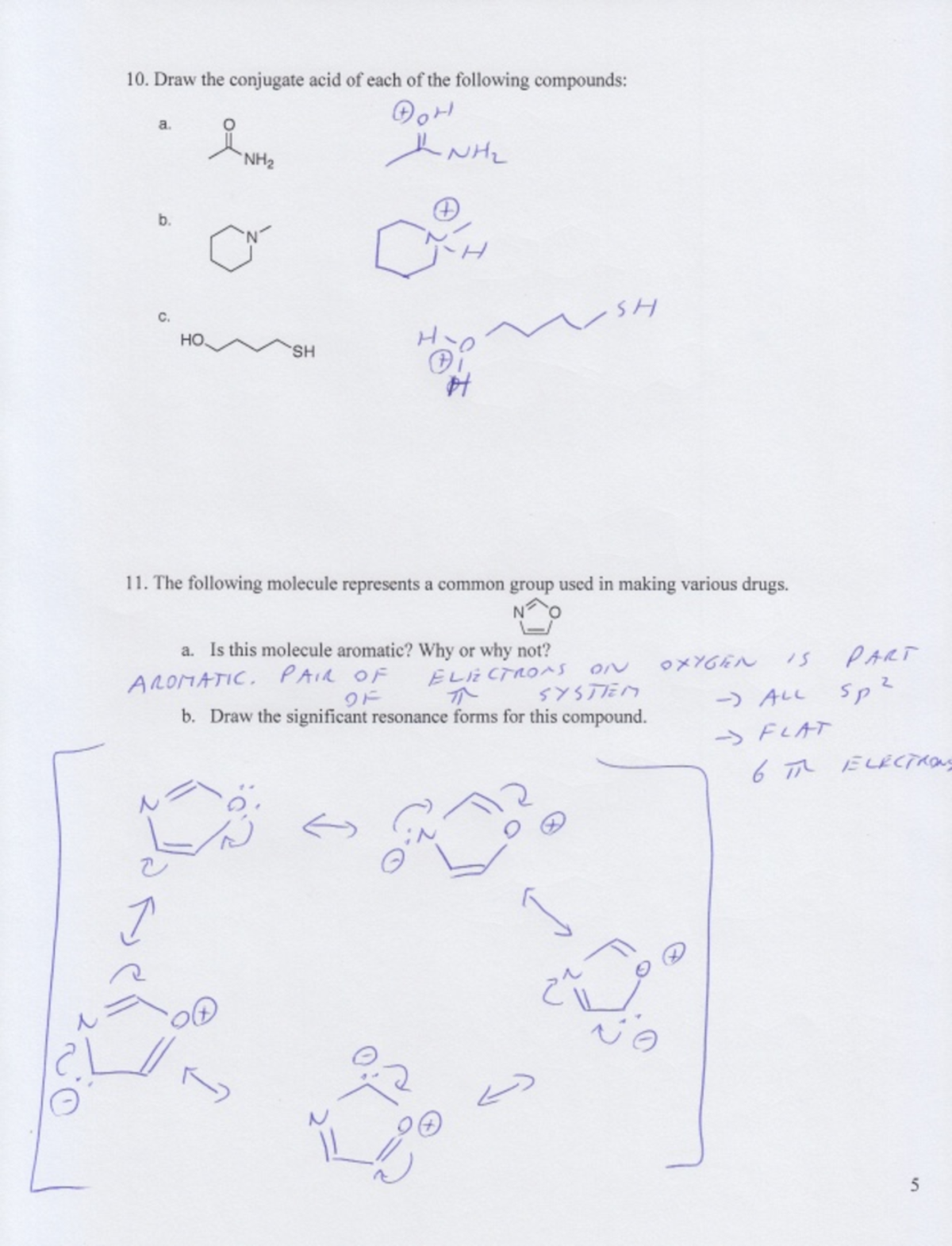 Exam answers 3 - Answer for exam - 10. Draw the conjugate acid of each ...