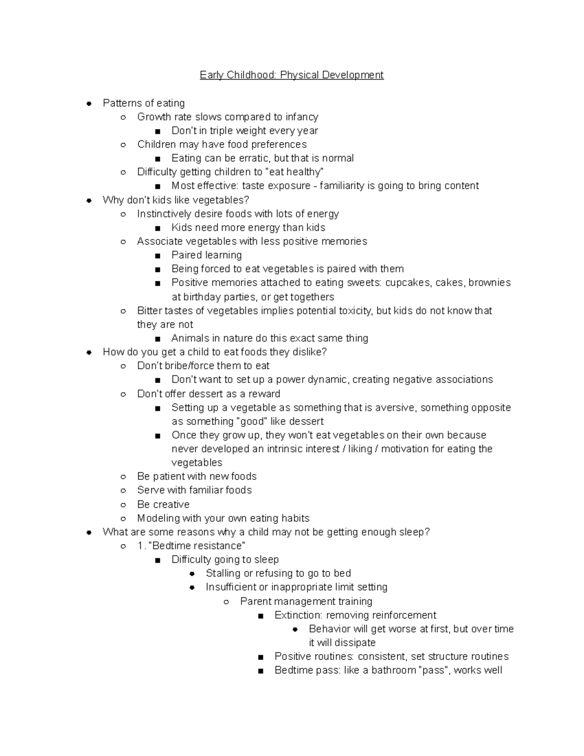 Class Notes Ch.8 Early Childhood- Physical Development - Early ...