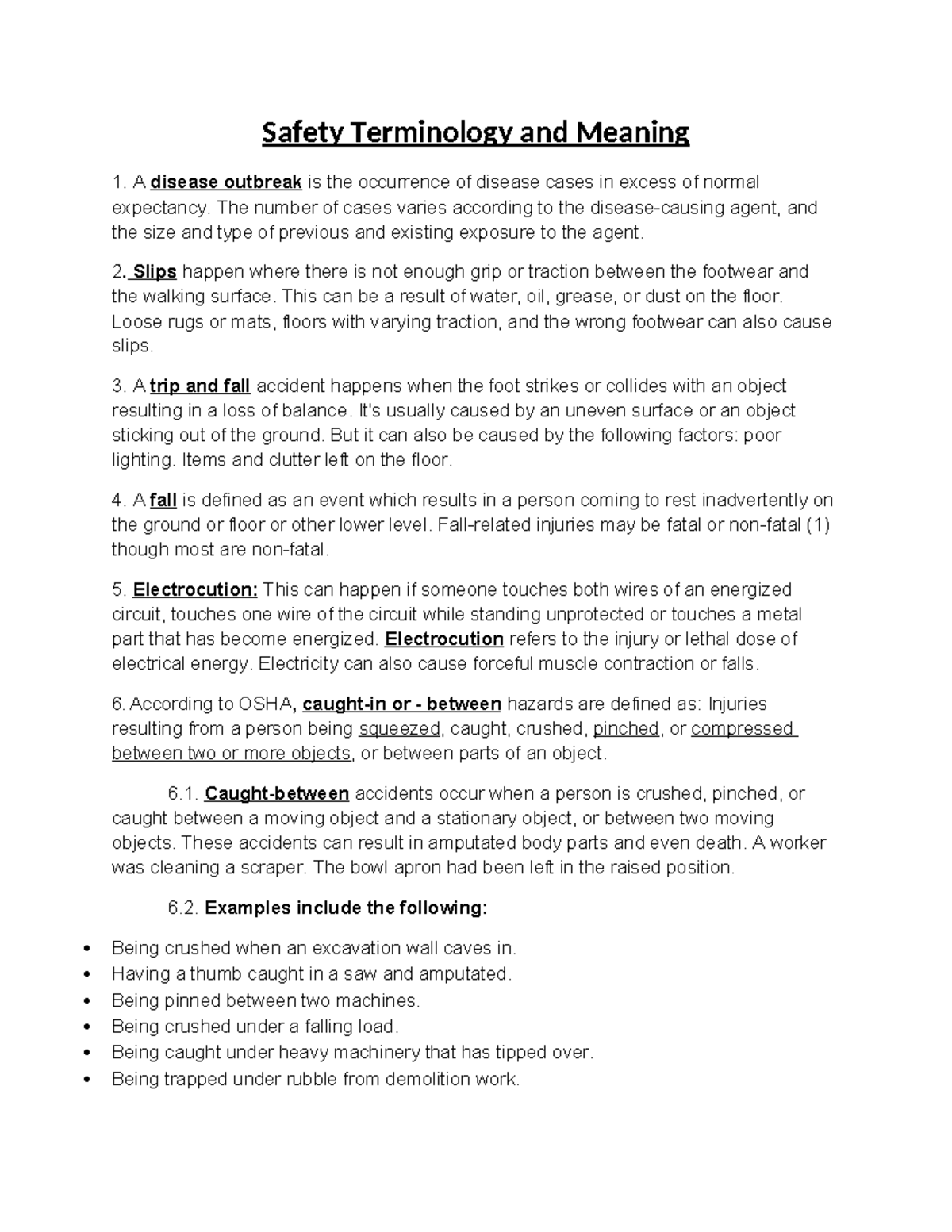Safety Terminology and Meaning - A disease outbreak is the occurrence ...