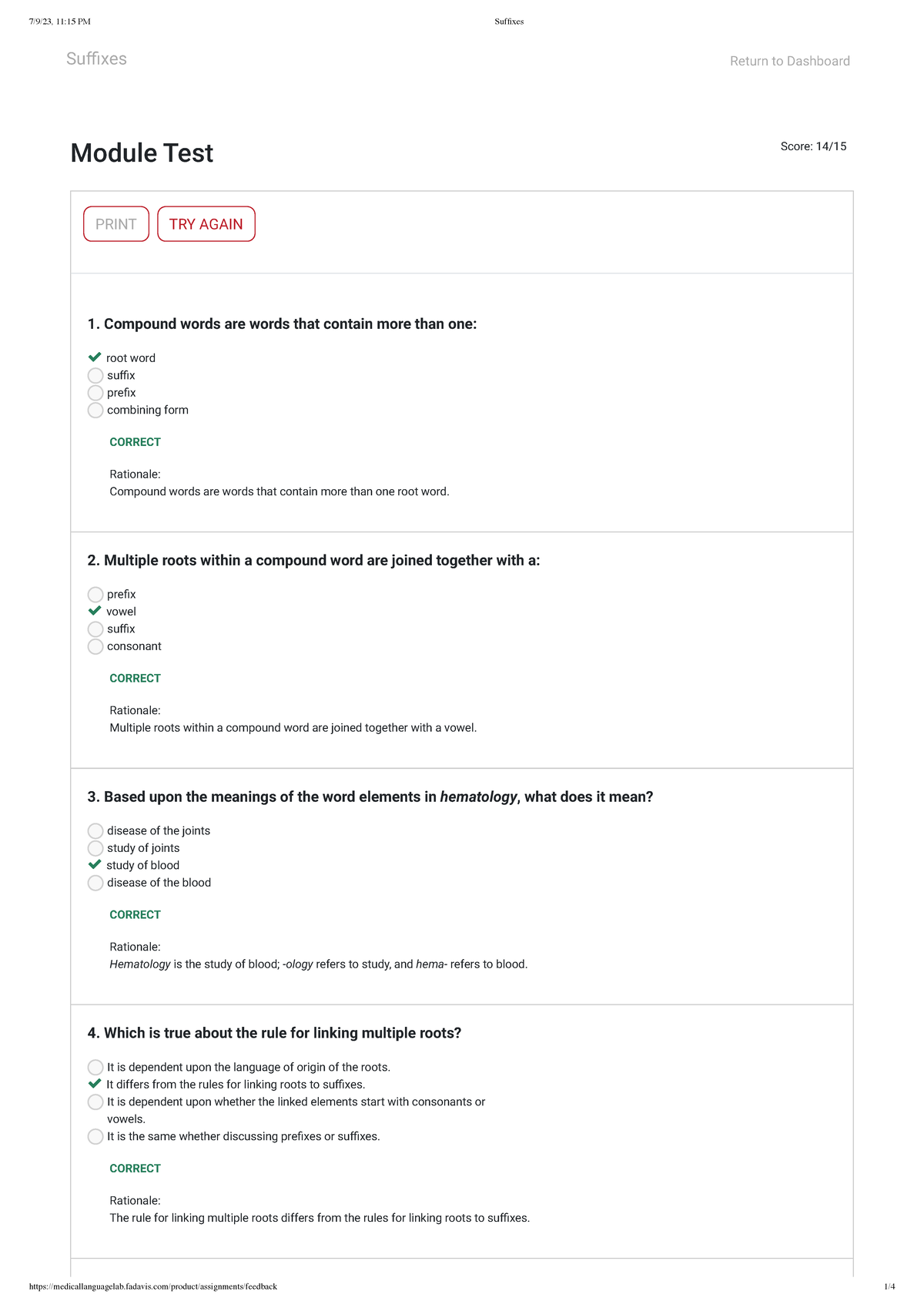 Ch 2 mod test - ch 2 test - Module Test Score: 14/ PRINT TRY AGAIN ...