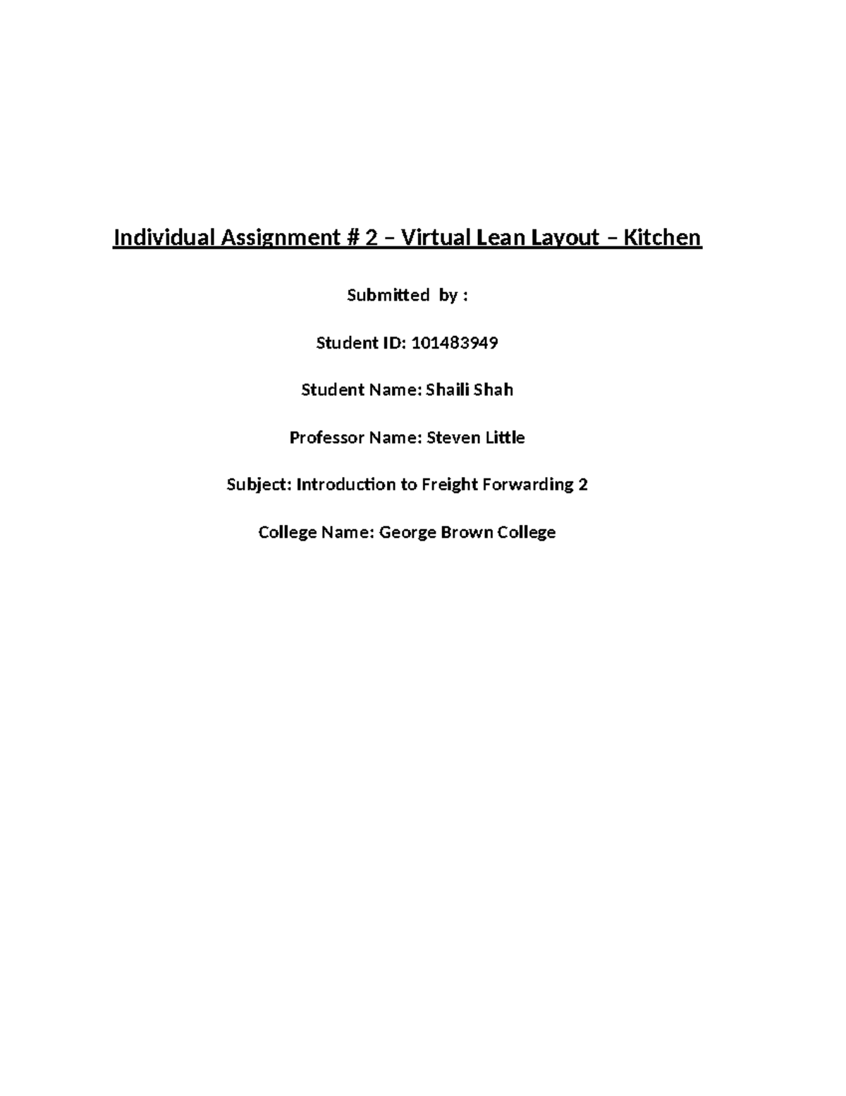 Shaili Shah - Assignment 2 - Individual Assignment # 2 – Virtual Lean ...