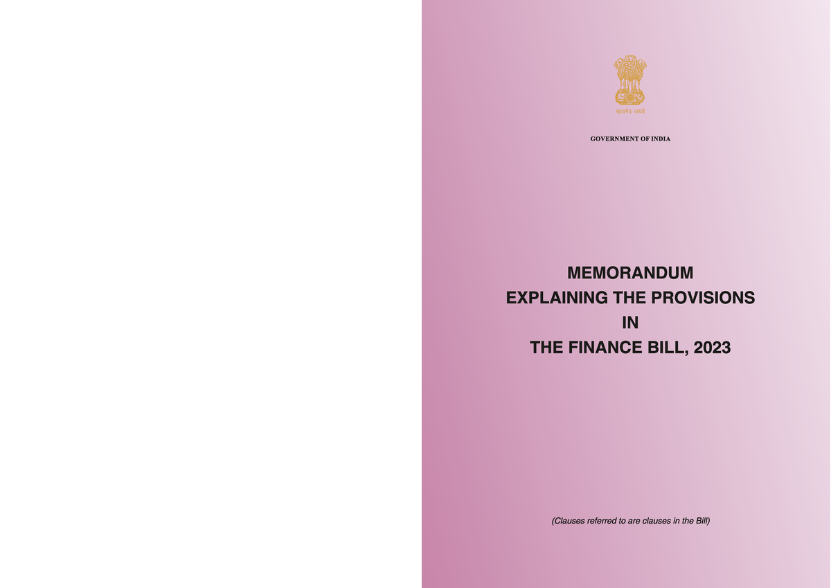 Indian Tax study MEMORANDUM EXPLAINING THE PROVISIONS IN THE FINANCE