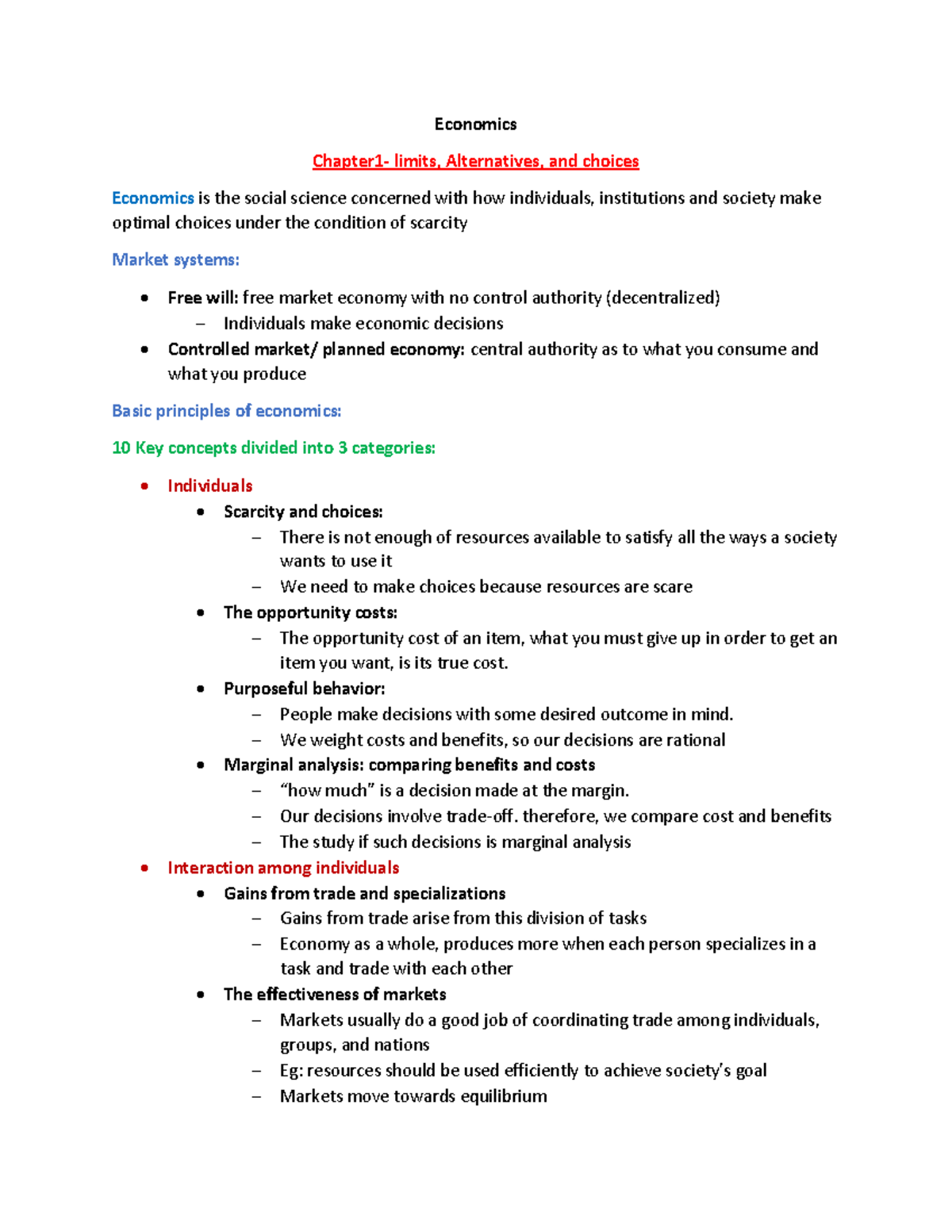 Ecn 104 Notes - Summary Introductory Microeconomics - Economics Limits ...