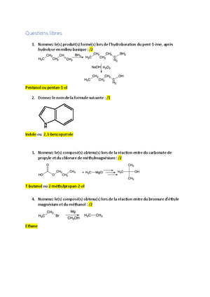 COI - Aout 2017 - Examen - Chimie Organique PRIERE DE REPONDRE DANS LES ...