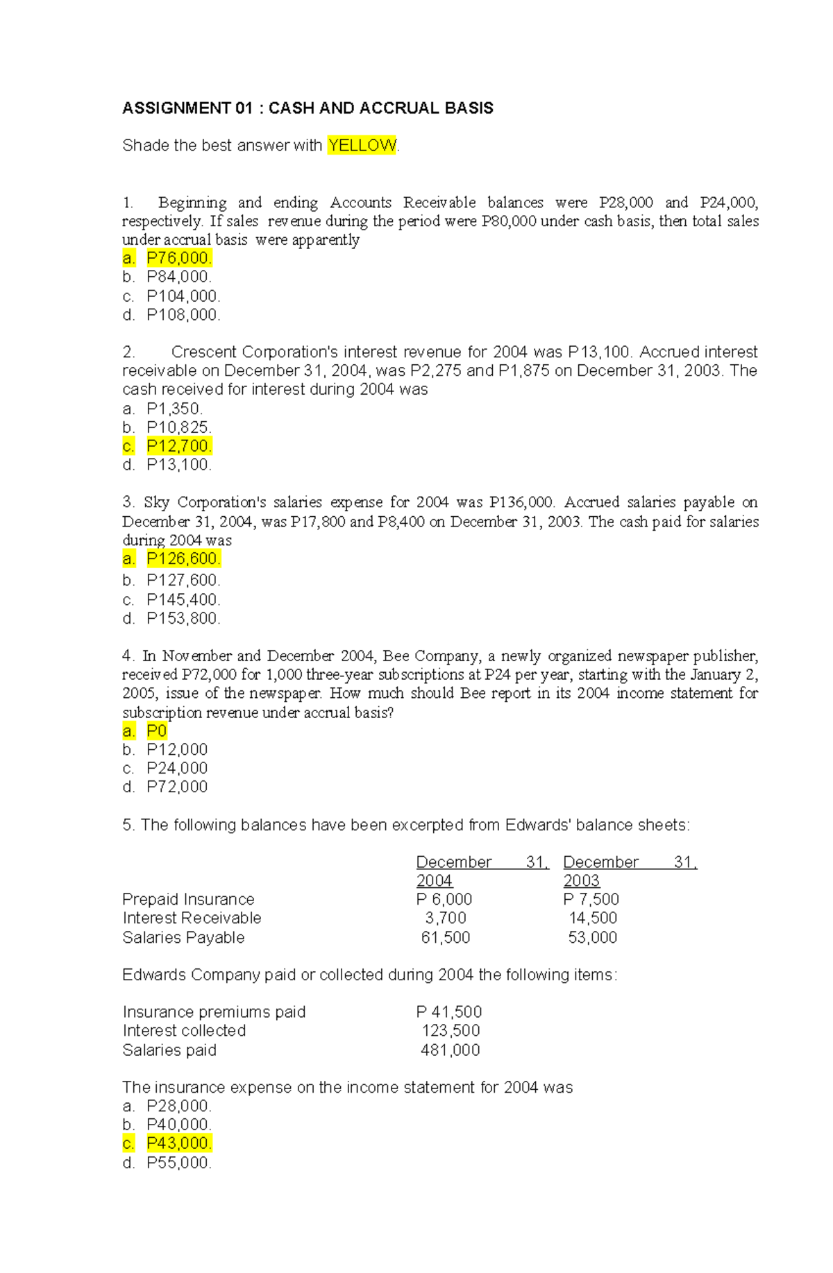 Pdfcoffee cash and accrual basis for accounting method - ASSIGNMENT 01 ...