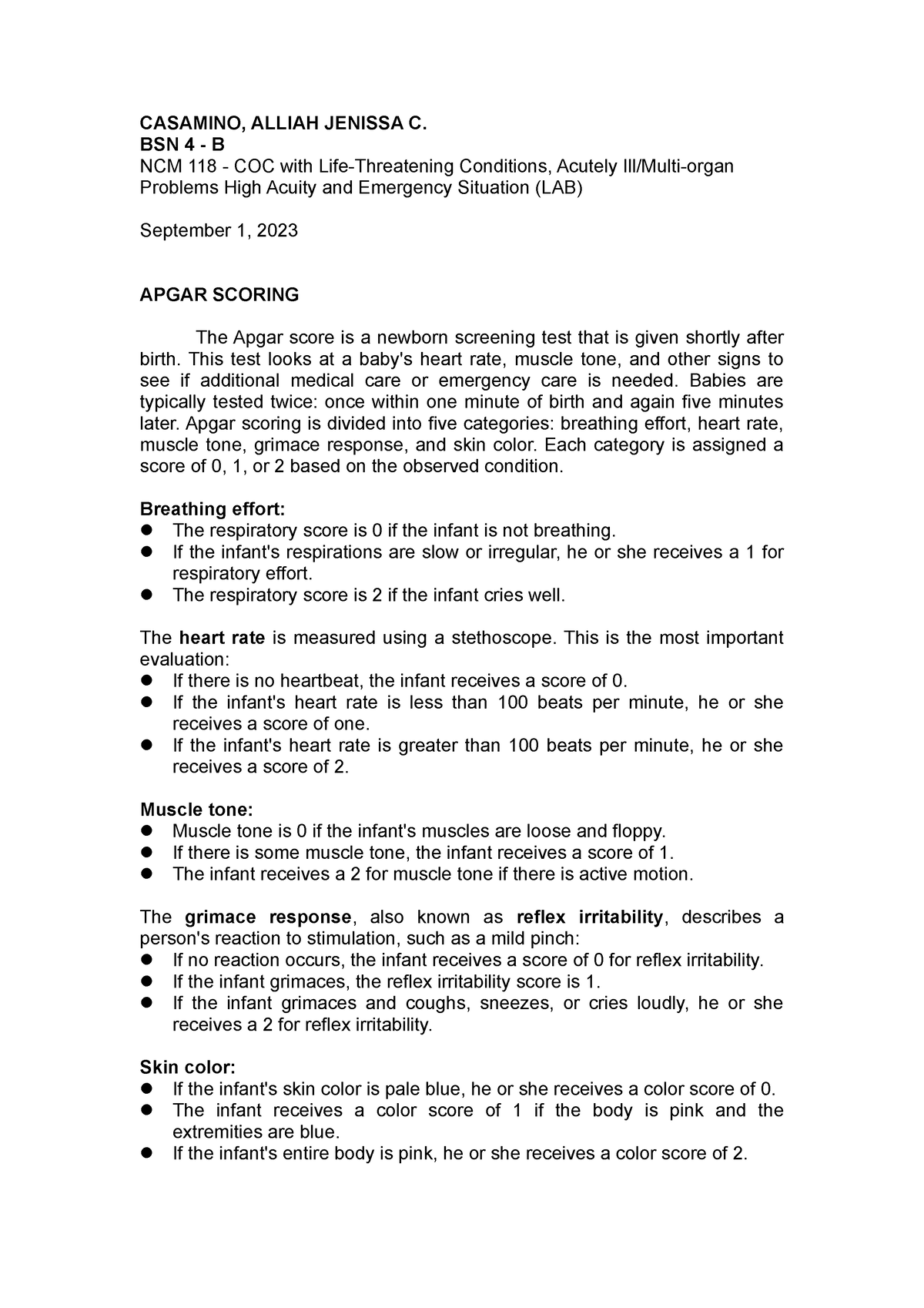 ASSIGNMENT NCM 118 - CASAMINO, ALLIAH JENISSA C. BSN 4 - B NCM 118 ...