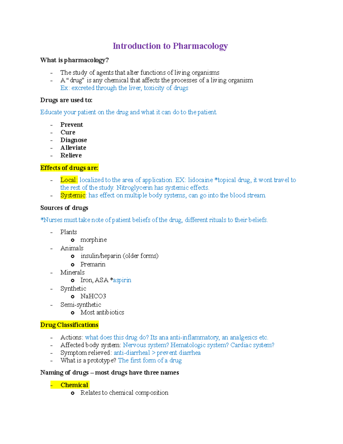 Pharmacology Exam 1 Notes - Introduction to Pharmacology What is ...