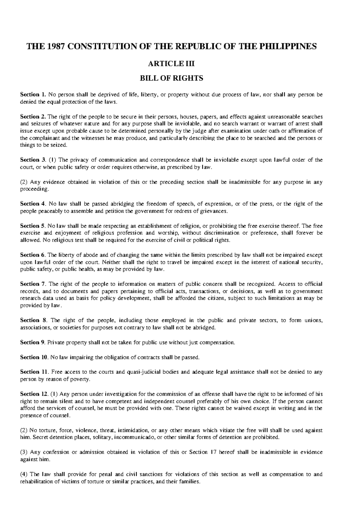 THE 1987 Constitution OF THE Republic OF THE Philippines - THE 1987 ...