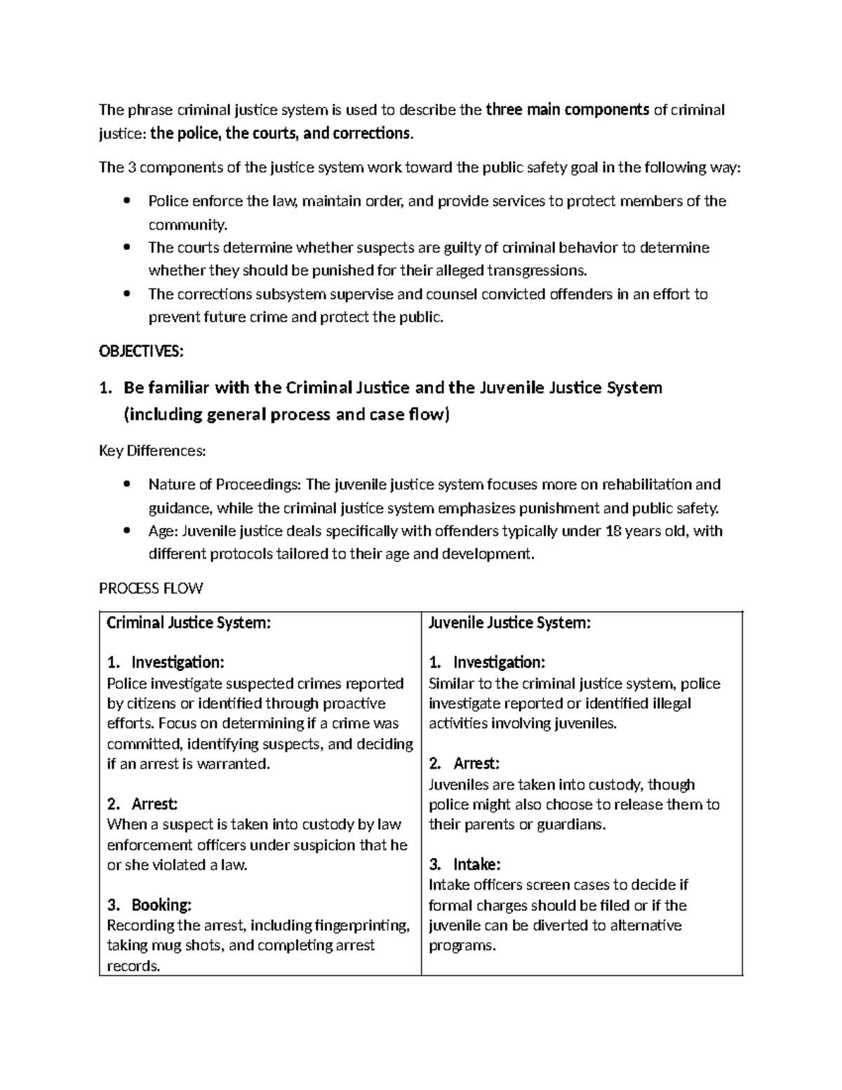 Chapter 1 Notes - The phrase criminal justice system is used to ...