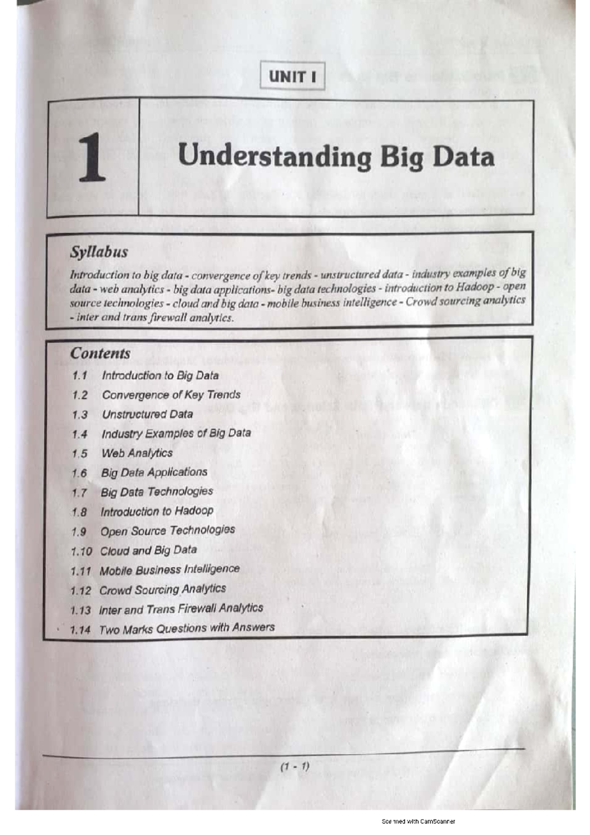 BDA UNIT 1 study material - B.E - Studocu