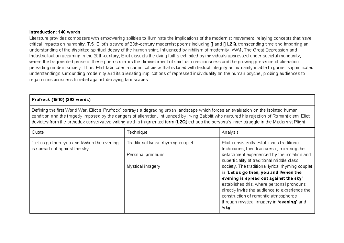 Mod B - HSC Essay - Ioijwoij Swo - Introduction: 140 Words Literature ...