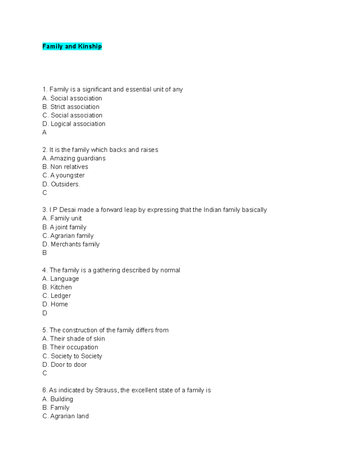 Chapter 7 Family and Kinship - Family and Kinship Family is a ...