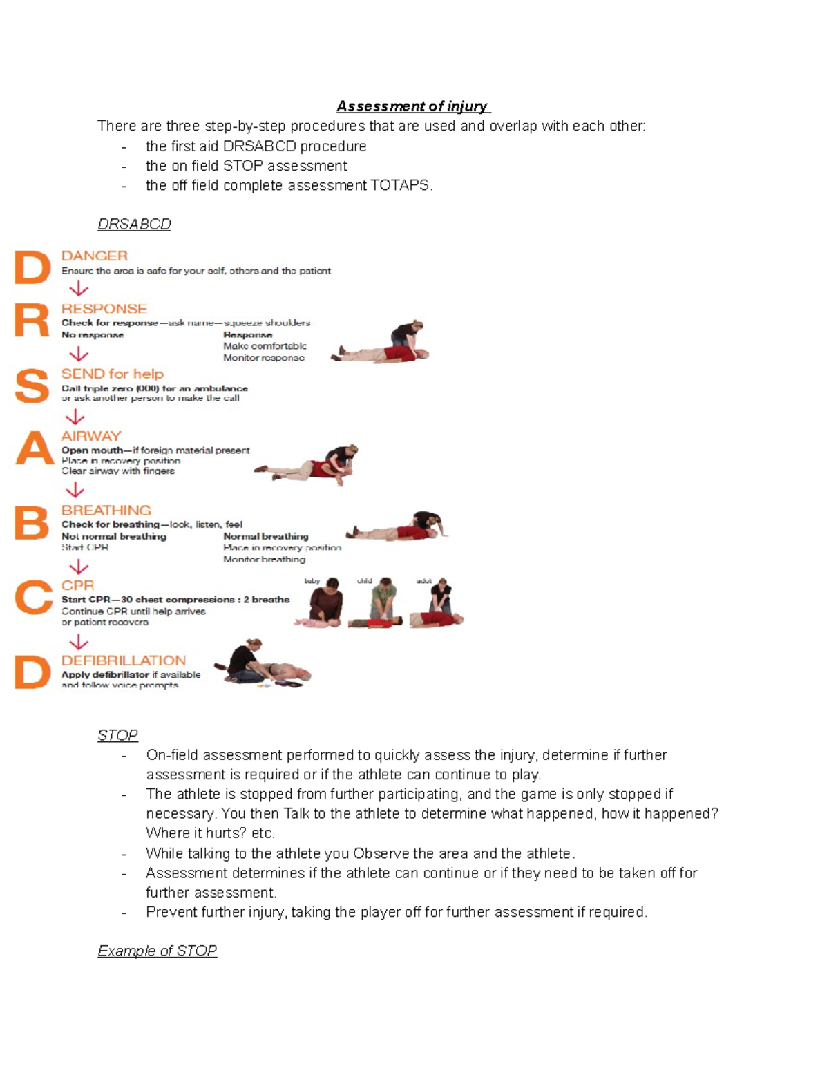 2. Assessment of injury - Assessment of injury There are three step-by ...