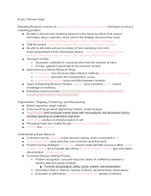 Exam 2 Review Content - Exam 2 Review Dr. Mike Brady MAR 3023 Exam 2 ...