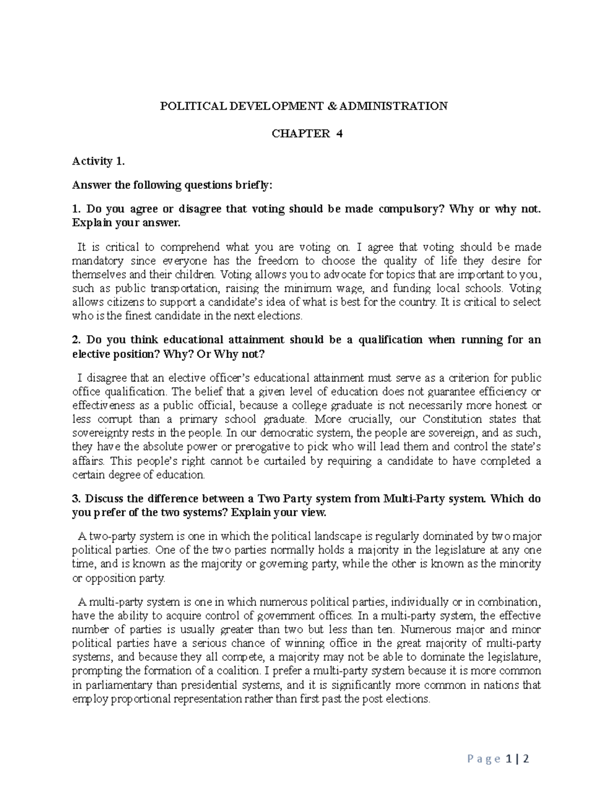 Chapter 4 - It contains the Evaluation of learning activity of the ...