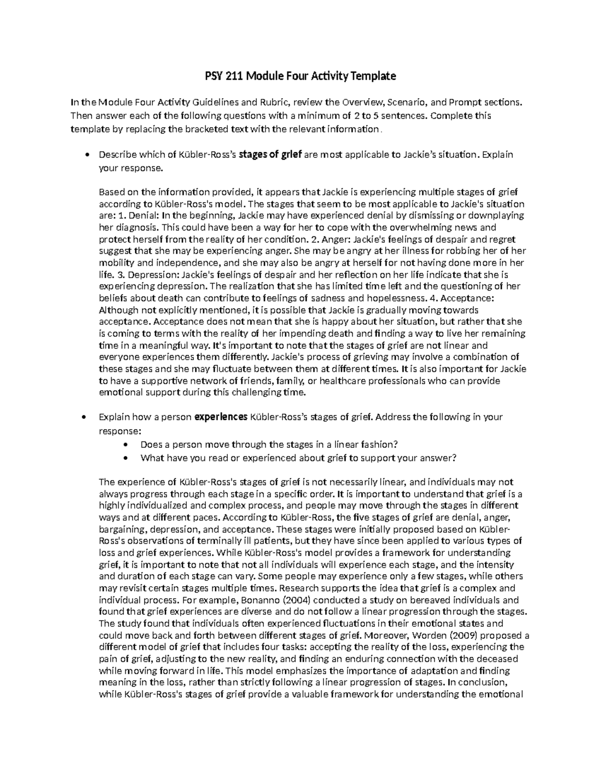 PSY211Module Four Activity Template 2 - PSY 211 Module Four Activity ...