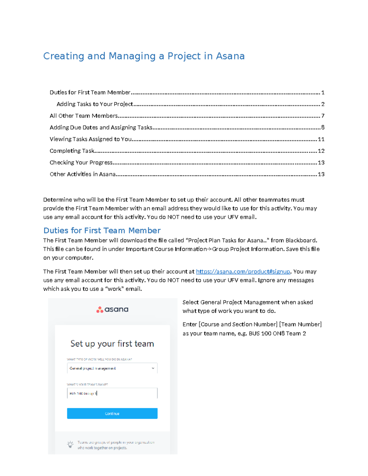 Creating And Managing A Project In Asana F20 - Creating And Managing A ...