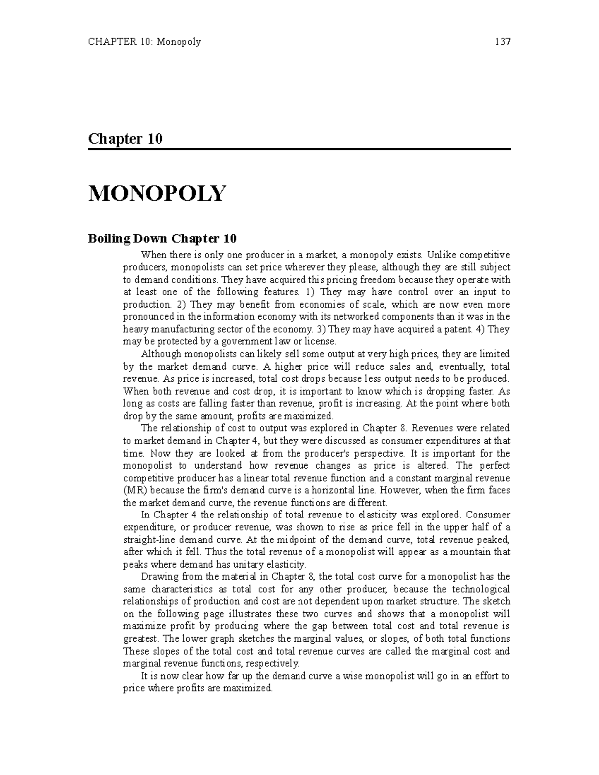 Dev CH 10 - Textbook Summary - Chapter 10 MONOPOLY Boiling Down Chapter ...