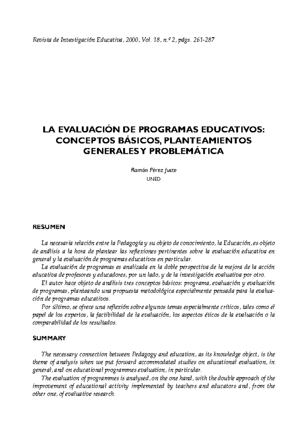 La Evaluacion De Programas Educativos Pérez Juste - LA EVALUACIÓN DE ...