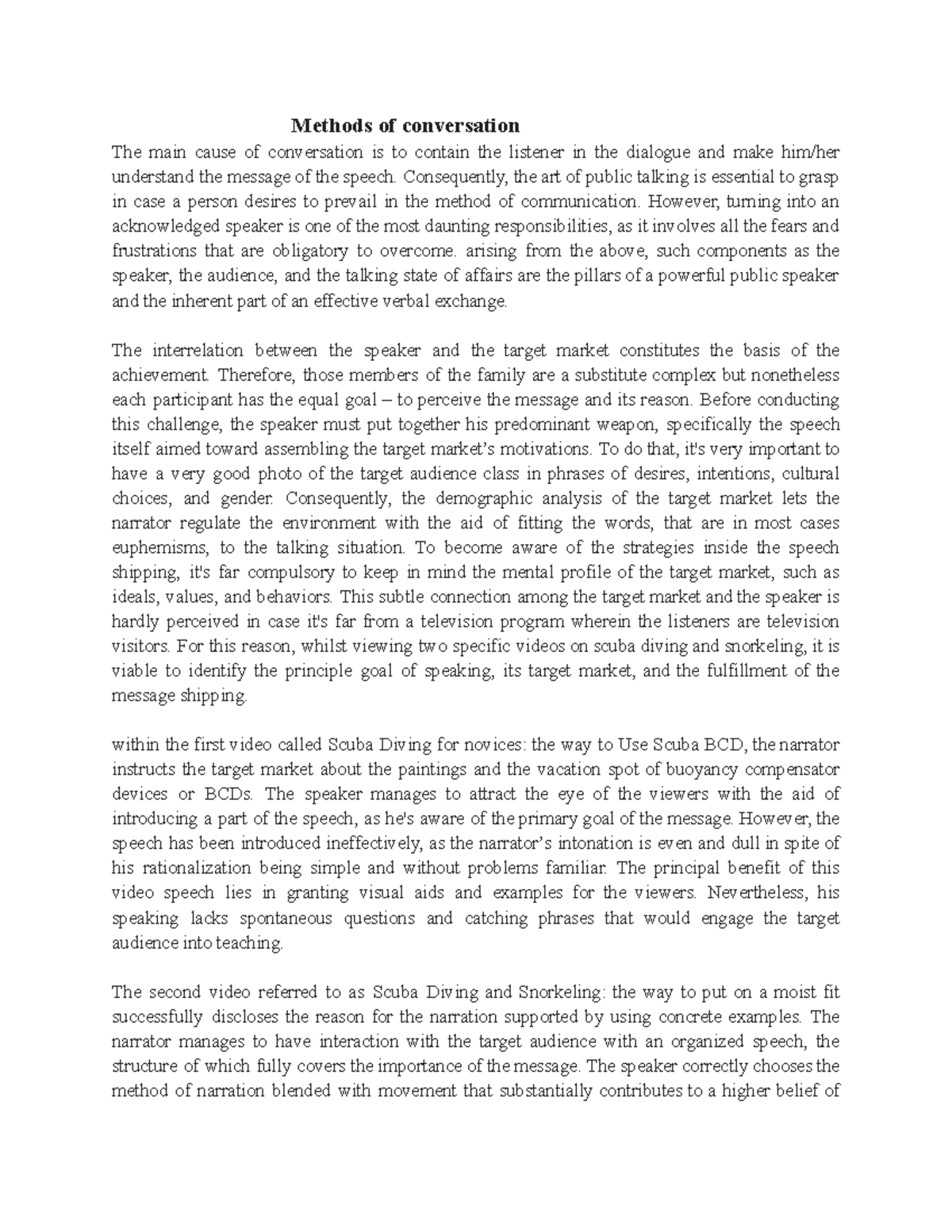 Methods of conversation - Consequently, the art of public talking is ...