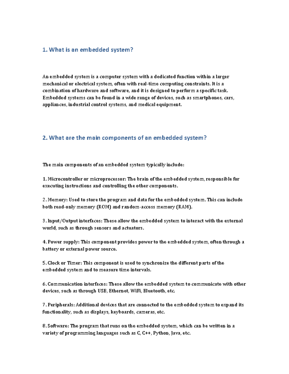 Embeddeded Systems 1 1 What Is An Embedded System An Embedded