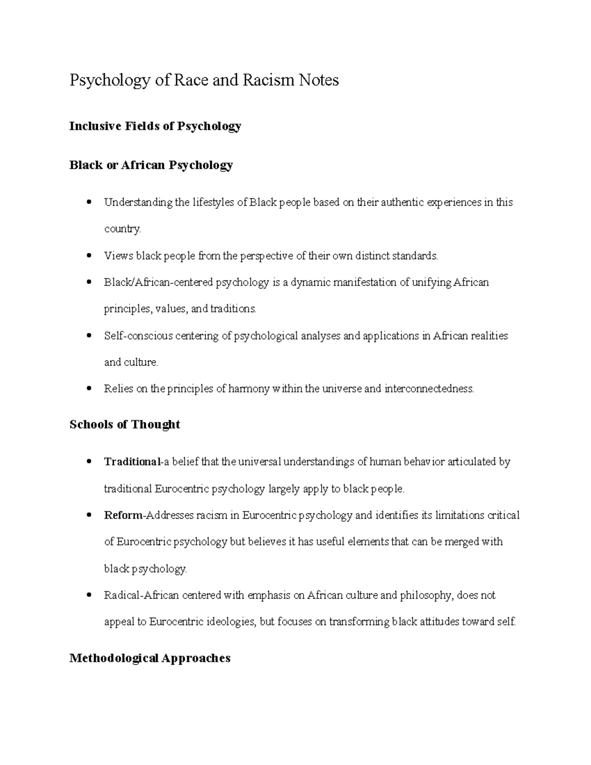 Psychology of Race and Racism Notes - Psychology of Race and Racism ...