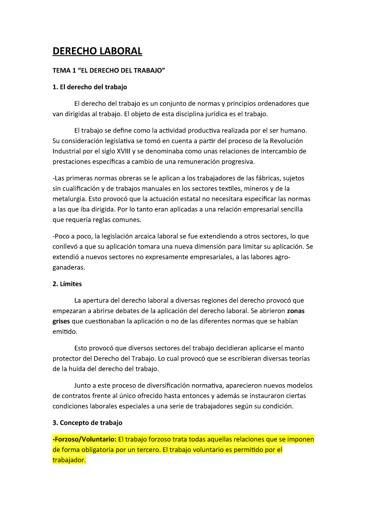 Limites De Aplicacion Del Derecho Del Trabajo - Para Trabajadores