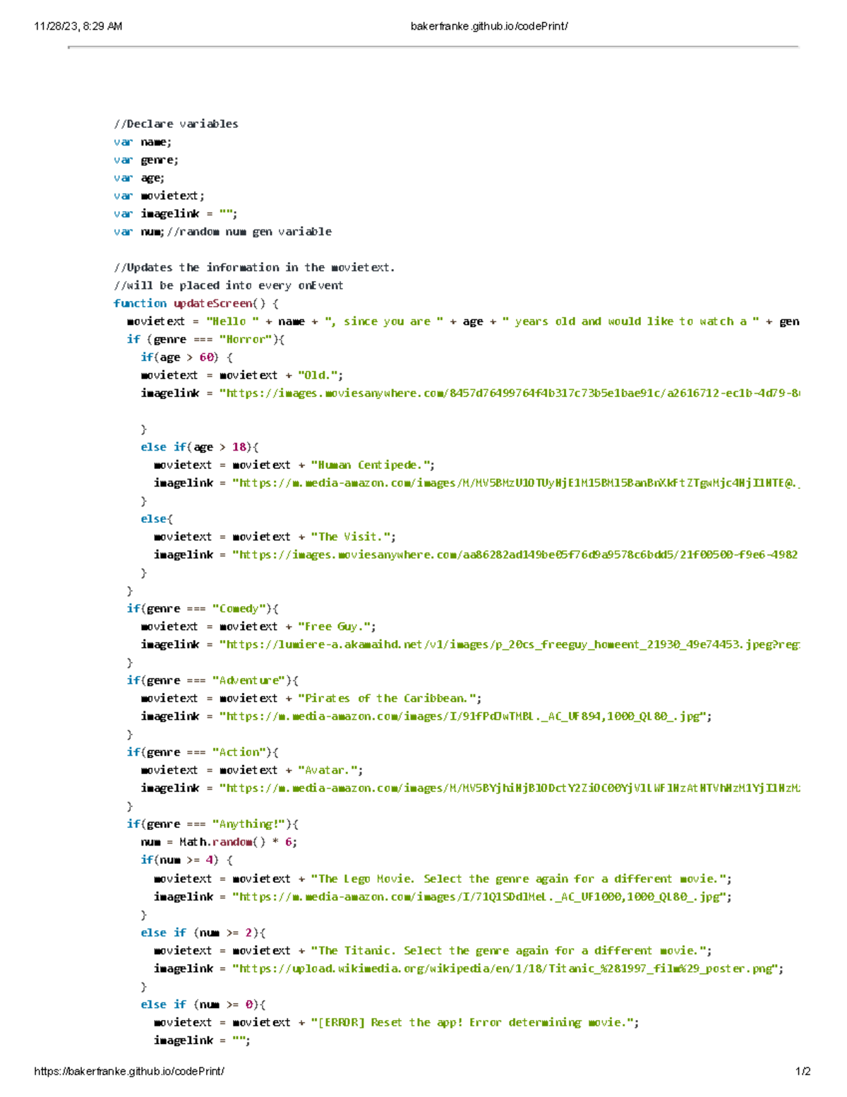 Code assignment 11/28/23, 829 AM bakerfranke.github/codePrint
