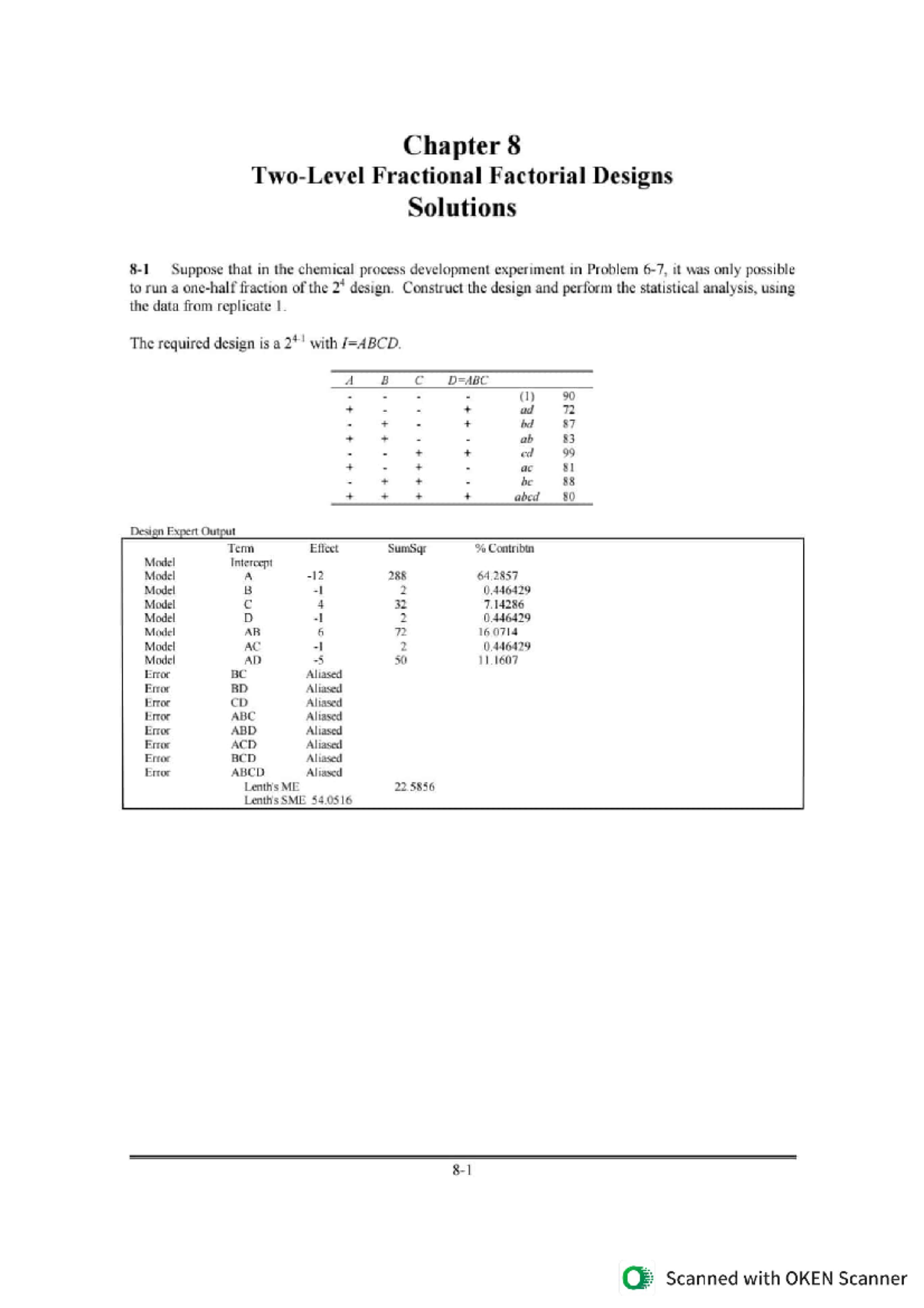 Two- Level Fractional Factorial Designs Solutions - Mathematics - Studocu