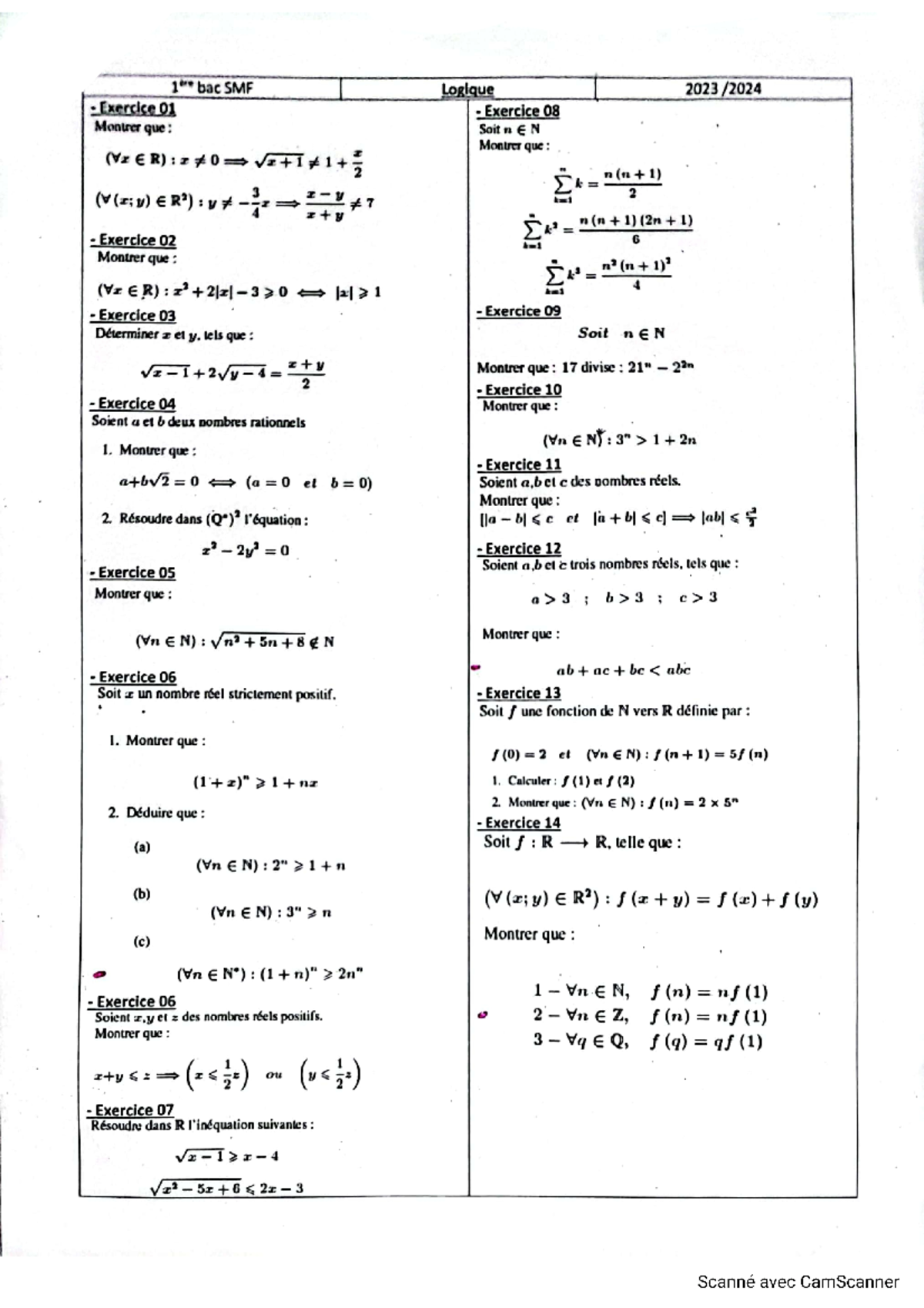 S rie Logique 1Bac SM Math matiques Studocu