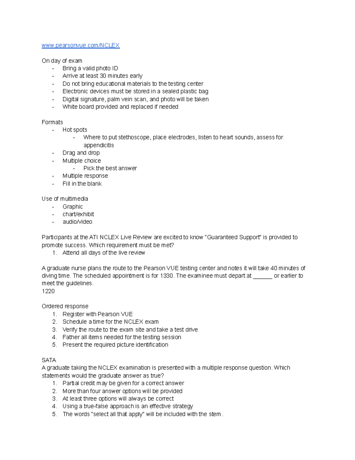 Nclex ATI Live Review - pearsonvue/NCLEX On day of exam - Bring a valid ...