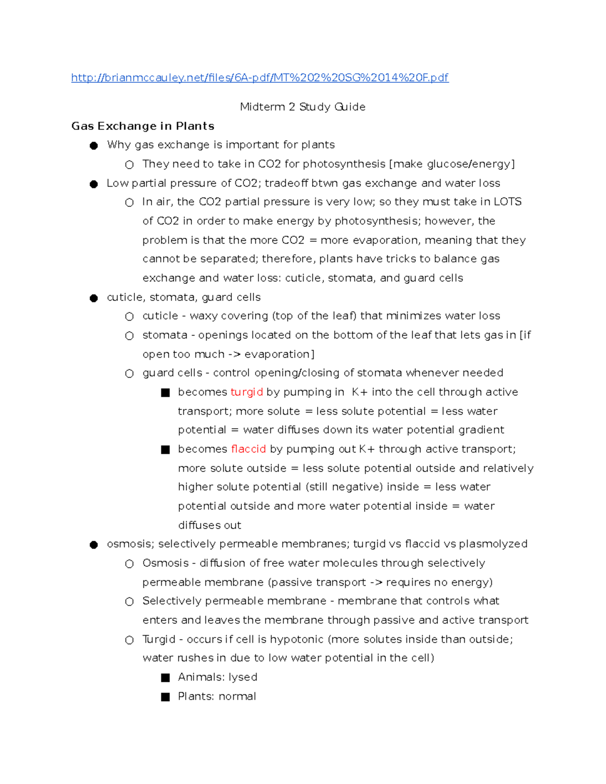 Bio Midterm 2 - study guide - brianmccauley/files/6A-pdf/MT%202%20SG ...