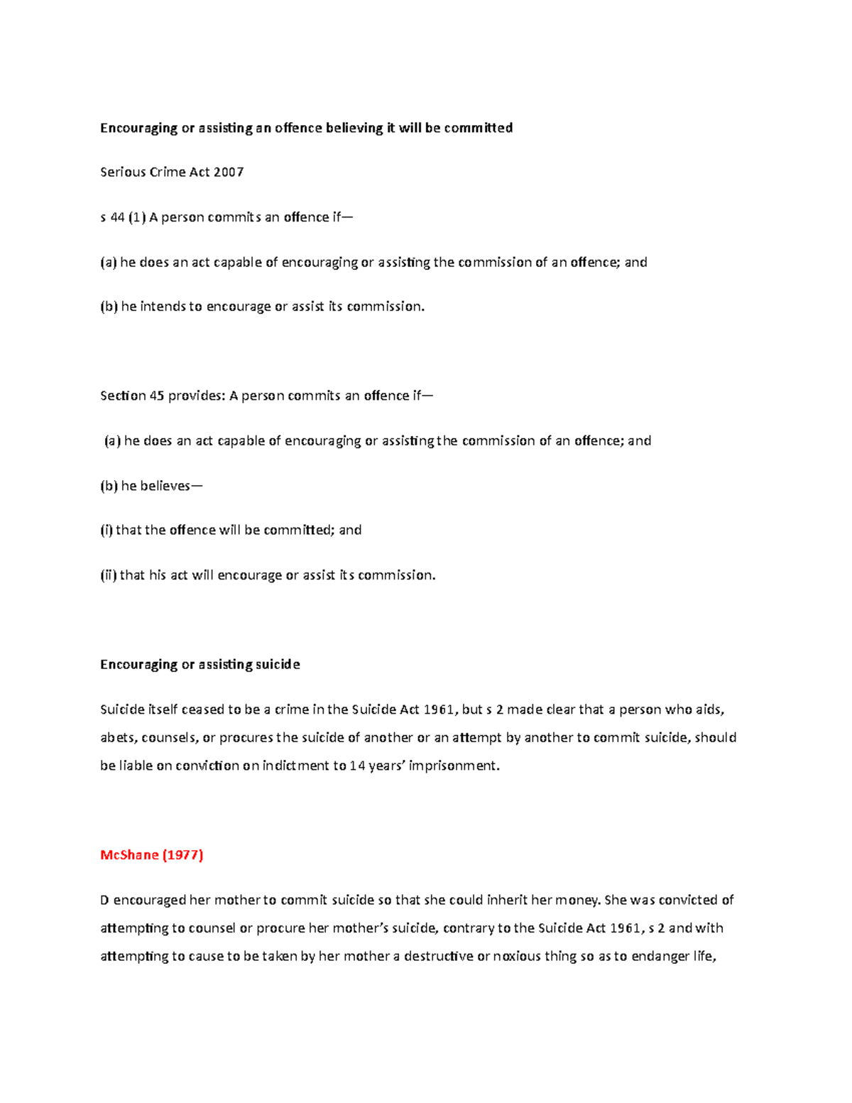 Encouraging or assisting an offence believing it will be committed ...