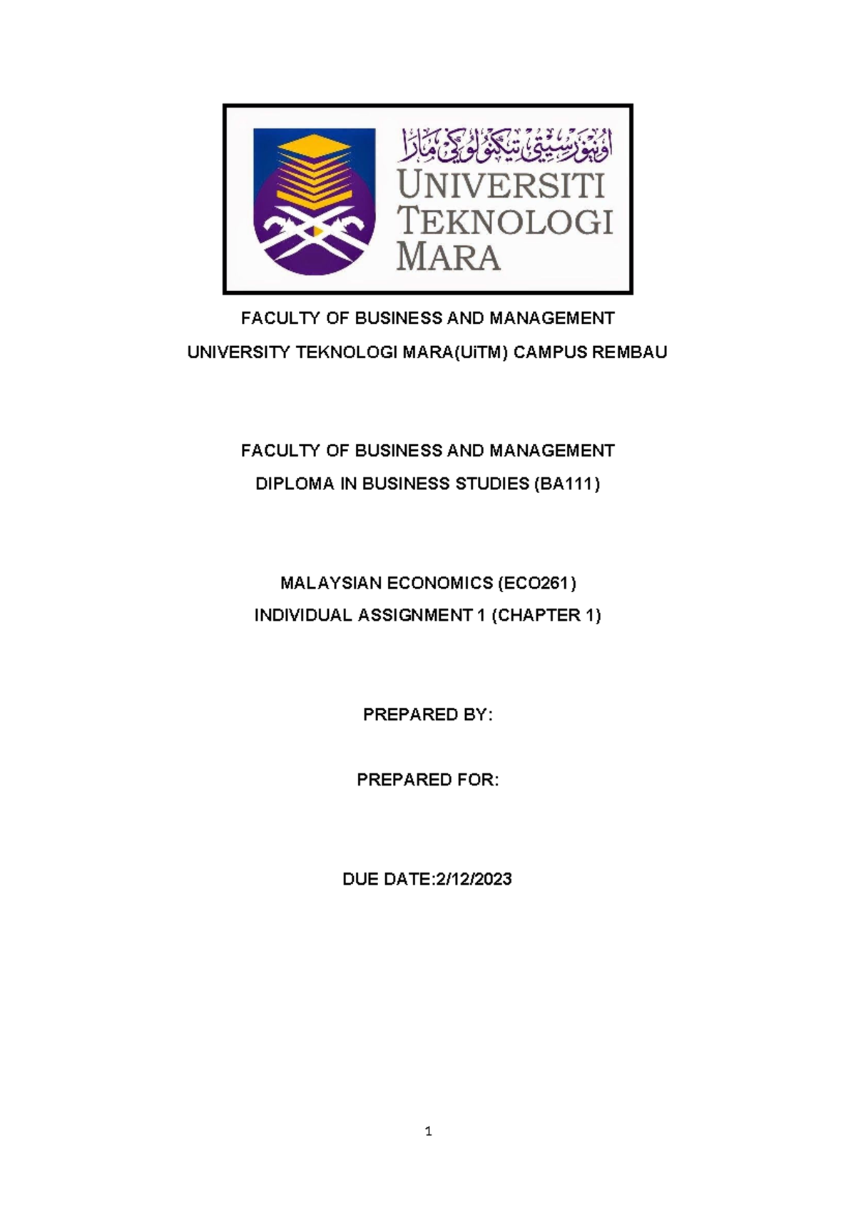 individual assignment eco261