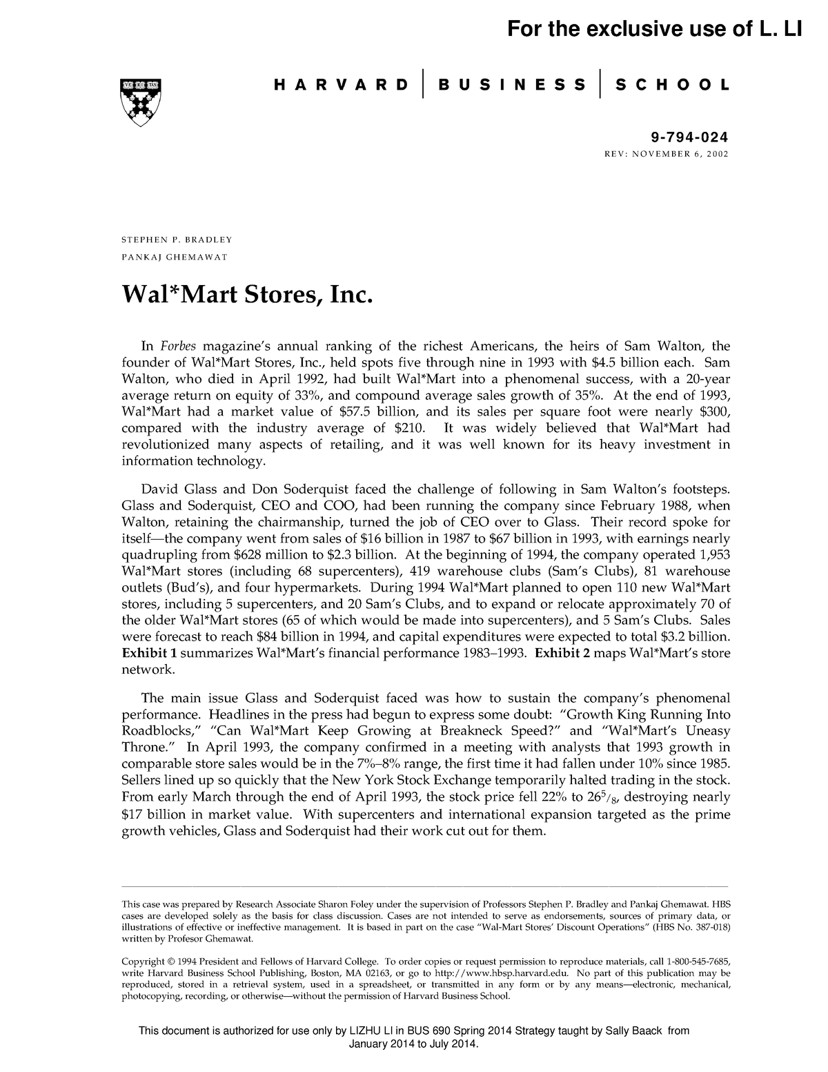 1408 Wal Mart-PDF-ENG - Case Study Walmart - 9 - 7 9 4 - 0 2 4 R E V ...