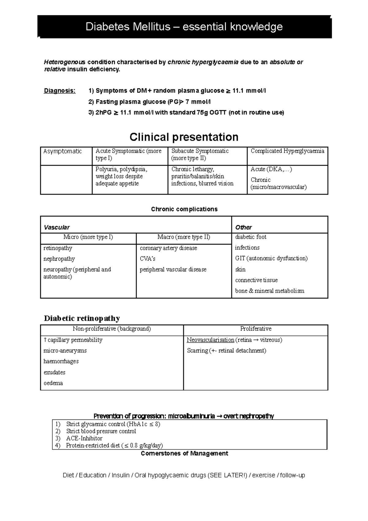 Diabetes Mellitus 1 - Diagnosis: 1) Symptoms of DM + random plasma ...