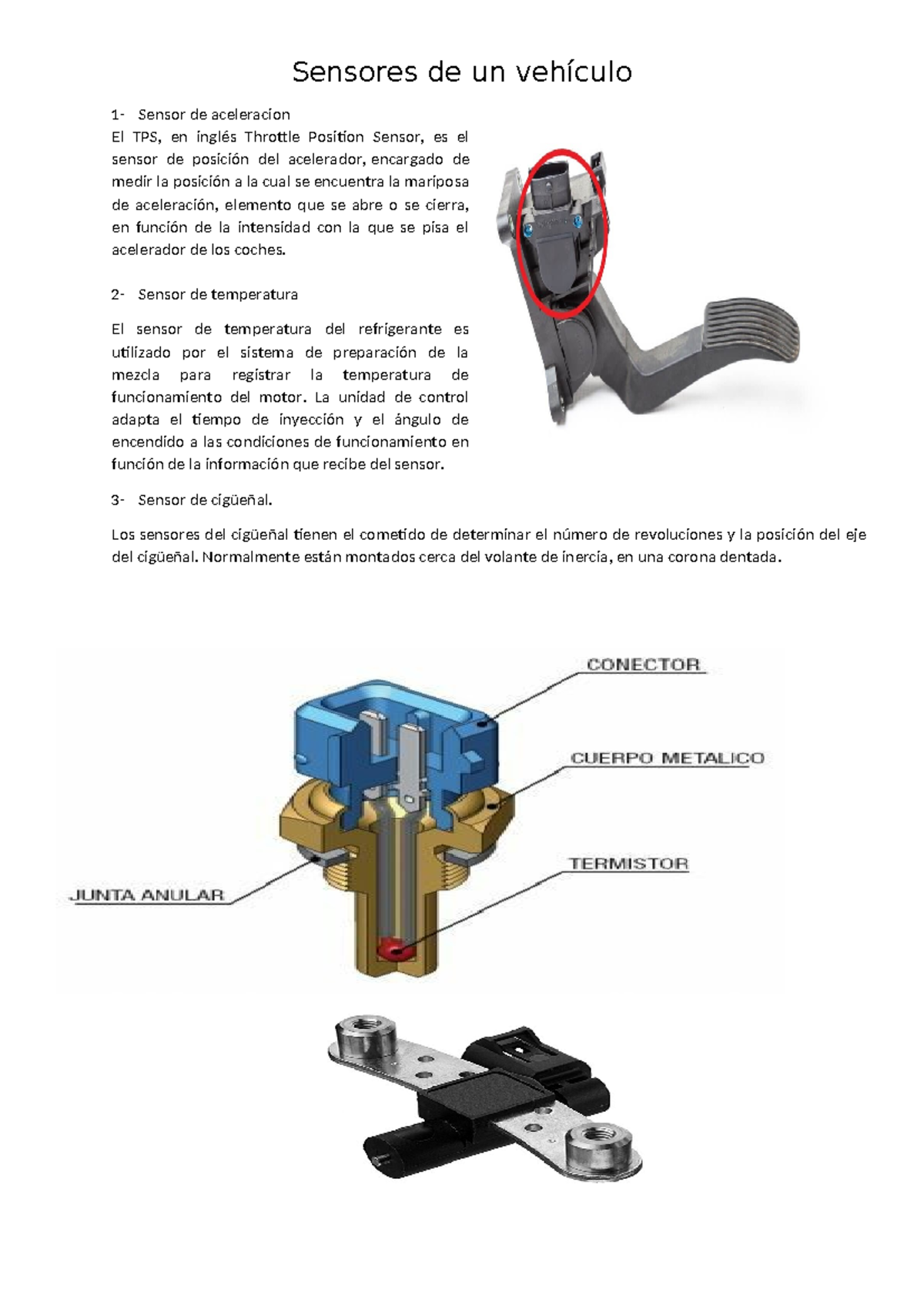 Sensores de autos Sensores de un vehículo 1 Sensor de aceleracion El
