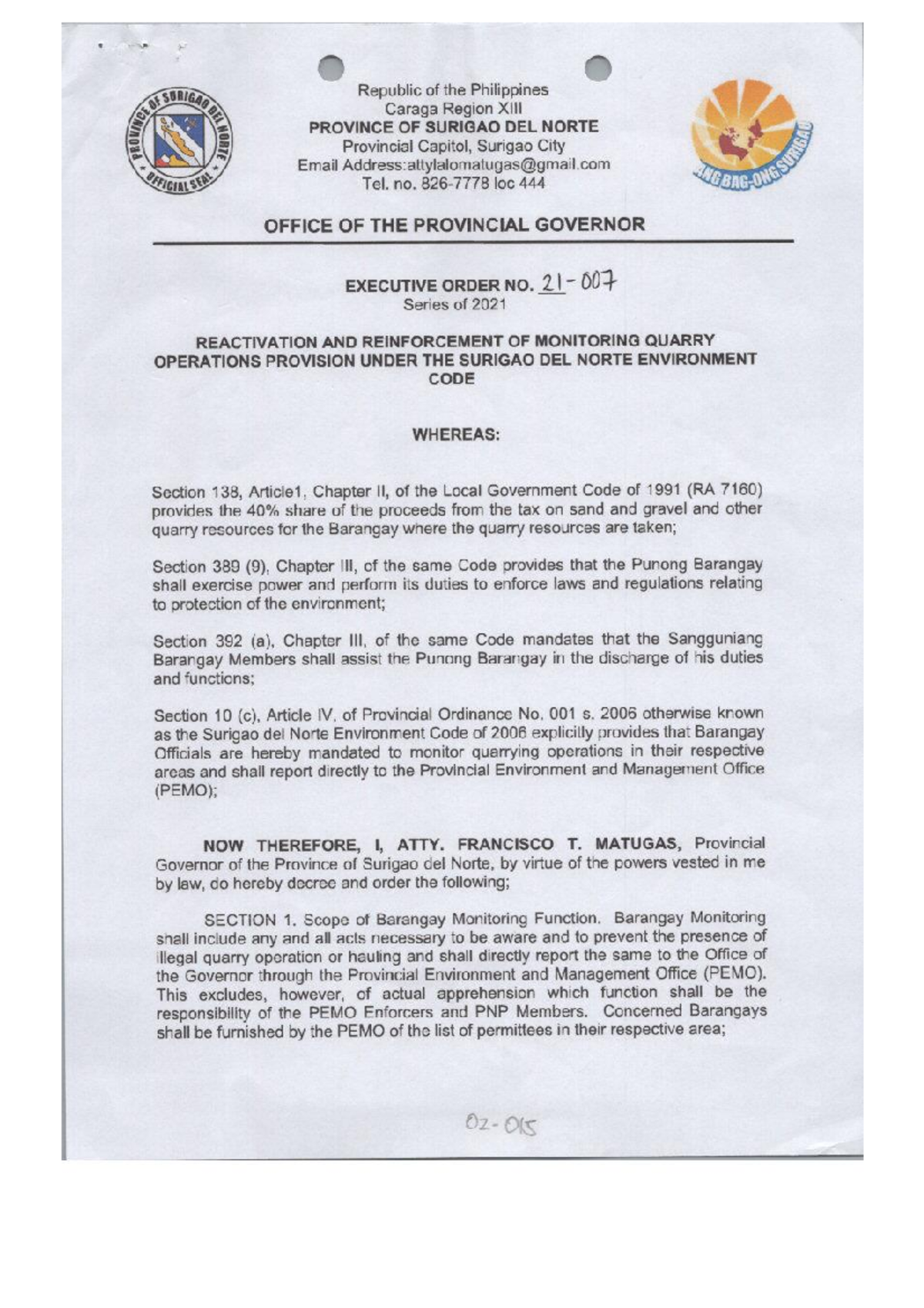 Executive Order 21 007 hchkchckh Filipino sa piling larangan