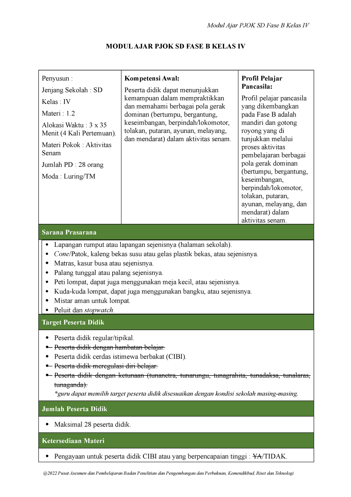 MA PJOK K4 Materi 2 (datadikdasmen - MODUL AJAR PJOK SD FASE B KELAS IV ...